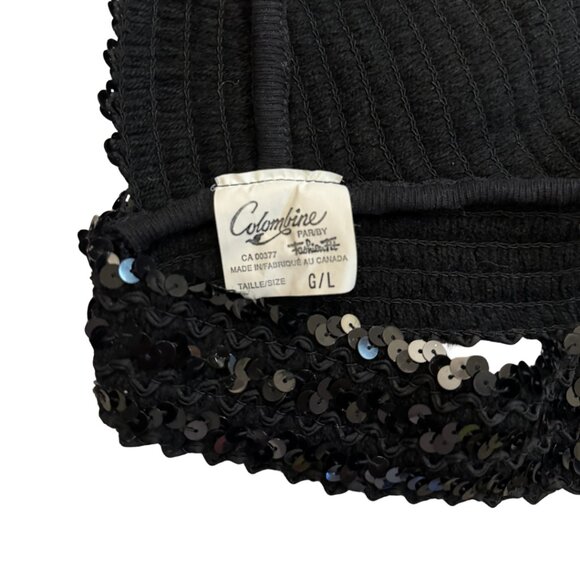 1970s Vintage Black Sequin Bra Top | Size Large - Picture 3 of 7